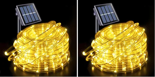 Vista 10 de JMEXSUSS 2 * 200 luces LED rosas solares tipo cuerda, 66 pies IP65 impermeables, luces solares de cadena para exteriores, 8 modos de luces navideñas