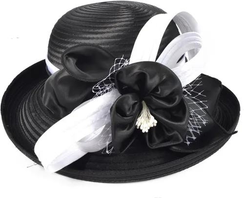 Vista 2 de VECRY Sombrero elegante para mujer, para fiesta de té, iglesia, bautismo, boda, Derby