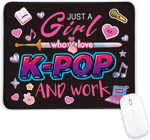 Vista 10 de Kpop - Alfombrilla de mouse de anime, alfombrilla de mouse pequeña personalizada para mujeres y fanáticos de Kpop, base de goma antideslizante