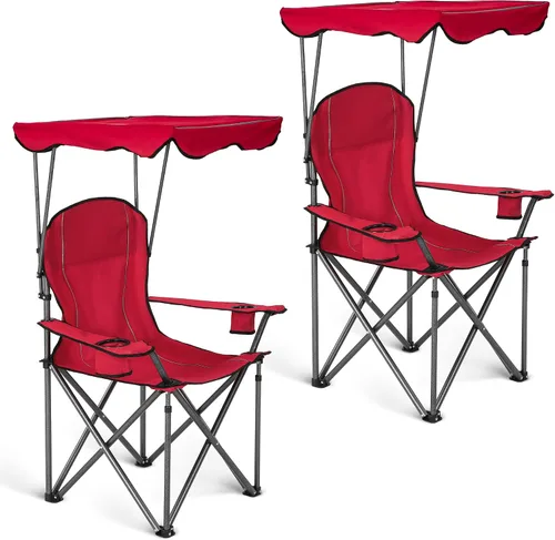 Vista 13 de ALPHA CAMP Sillas de camping con toldo resistente con sombrilla ajustable Heavy duty 400 LBS, Steel Frame, Sturdy, Ergonomic,600D Oxford fabric