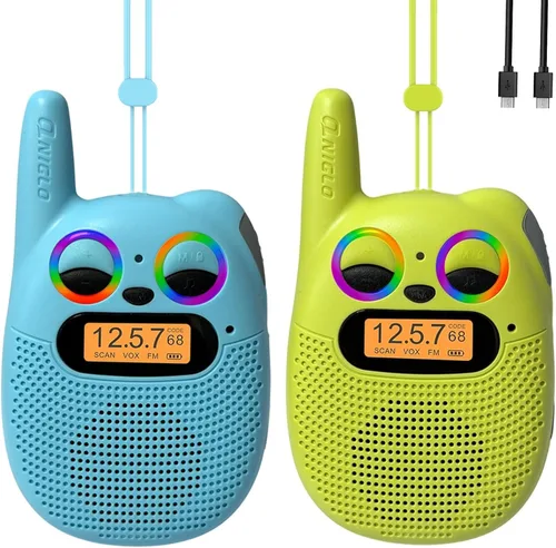 Vista 20 de Qniglo Walkie Talkies para niños recargables, paquete de 2 unidades, juguetes de regalo de Navidad y cumpleaños para niños de 3 a 12 años