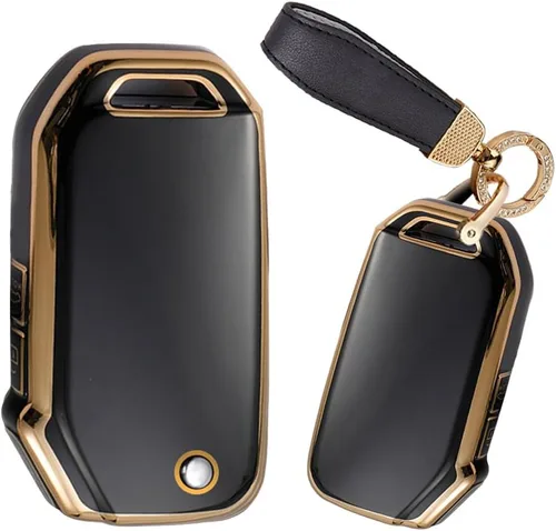 Vista 10 de Funda plegable para llave Kia Forte Cerato Soft TPU llavero llavero caja accesorios protector 3 botón, B-Negro