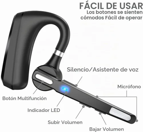 Vista 2 de Auriculares Bluetooth V5.0, auricular Bluetooth inalámbrico 24 horas de llamadas HD, CVC8.0 con cancelación de ruido de doble micrófono, manos