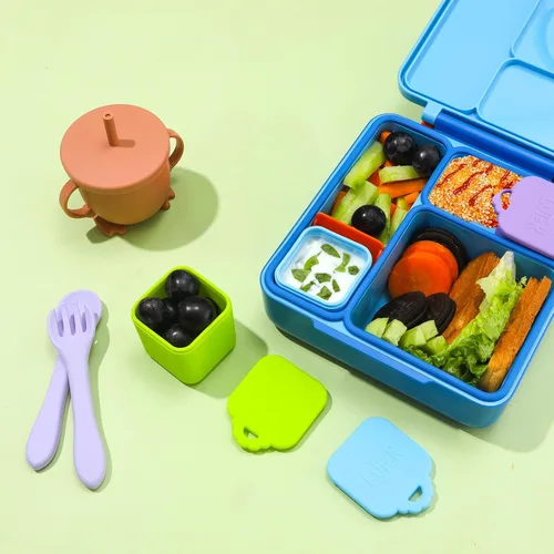 Vista 6 de 2 recipientes de inmersión compatibles con recipientes de aderezo de ensalada de 4 onzas para llevar Silicone Container for Most Bento Lunch Box