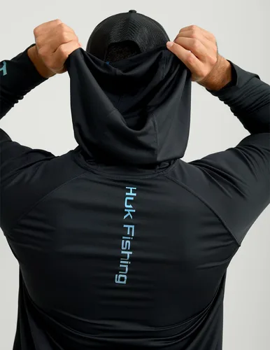Vista 5 de HUK - Sudadera con capucha de manga larga ventilada para hombre, camiseta de pesca con capucha Negro