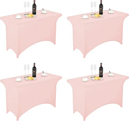 Vista 180 de FORLIFE - Funda de mesa de elastano, mantel ajustado de 4 pies para mesas rectangulares, funda elástica para patio, universal para bodas, banquetes