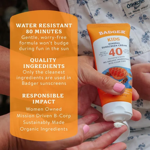 Vista 7 de Badger SPF 35 - Crema de protección solar deportiva de zinc transparente, 80 minutos de resistencia al agua, sin perfume, tubo de 2.9 onzas, Niños