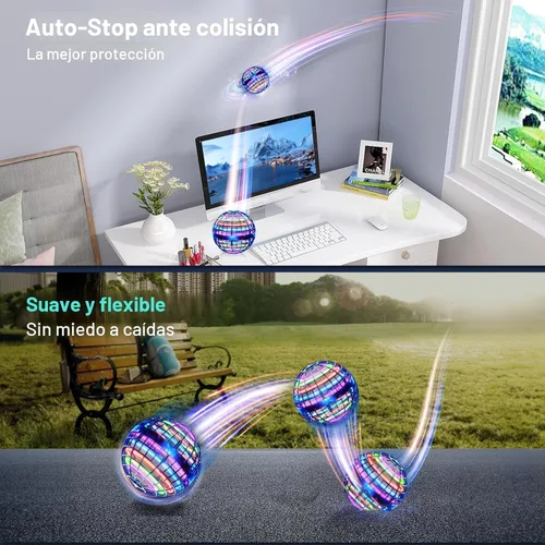 Vista 5 de Ivtivfu Bola de orbe voladora (azul, 2026 actualizada) con luces deslumbrantes, spinner mágico flotante, dron boomerang genial, globo cósmico