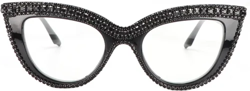 Vista 6 de Gafas de Lectura de Ojo de Gato con Diamantes de Imitación Brillantes, Magnificadas con Bloqueo de Luz Azul 2 Pack blanco