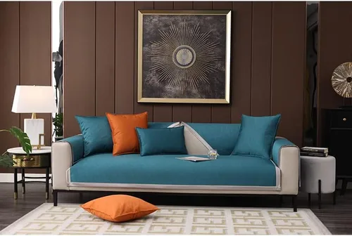 Vista 2 de Funda de cojín antideslizante para sofá, protector de muebles, estilo moderno, adecuada para sillón, funda de sofá para sala de estar, funda de Azul