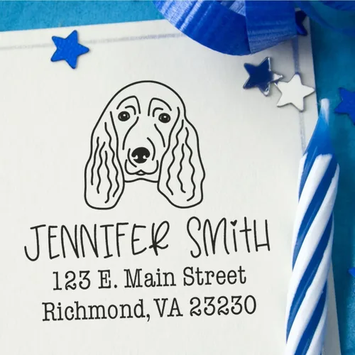 Vista 86 de Sello de dirección personalizado Basset Hound – Sello personalizable con nombre y dirección para sobres, ideal para amantes de los perros