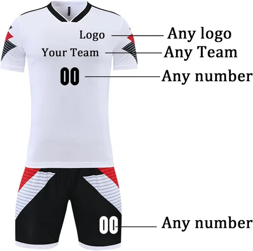 Vista 2 de Camiseta de fútbol personalizada para hombres y mujeres, uniformes de fútbol personalizados para niñosadultos con nombre y logotipo del
