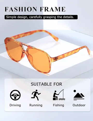 Vista 4 de TIANYESY Gafas de sol clásicas vintage estilo aviador para mujeres y hombres, montura grande retro de los años 70
