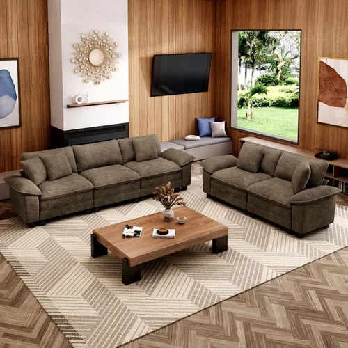 Vista 40 de Sofá Seccional Modular Individual de 53.5", Sillón de Pana Suave y Afelpada con Asiento Profundo Cómodo y Brazos Removibles para Sala de Estar