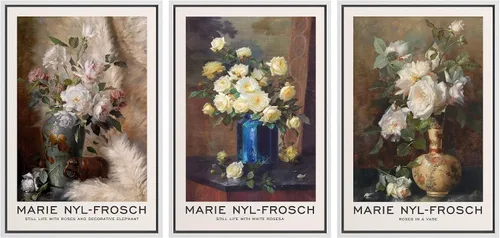 Vista 87 de MUDECOR Lienzo enmarcado para pared, juego de arte de ramo de flores de vida muerta de Marie Frosch, naturaleza, desierto, ilustración, arte