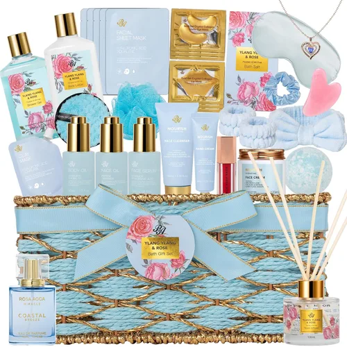 Vista 12 de 35 piezas de regalos de Navidad para mujeres y hombres, cesta de regalo de baño y cuerpo de carbón, kit de cuidado de la piel facial, regalo