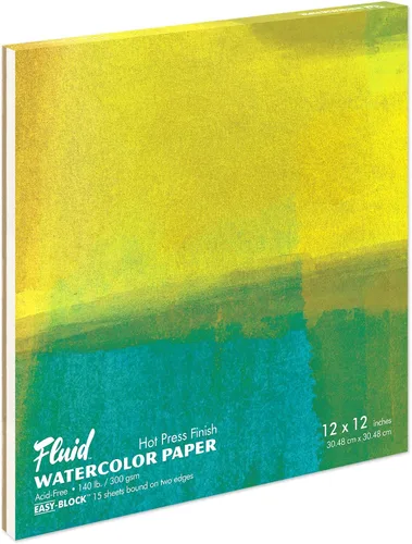 Vista 11 de Fluid Artist Bloque de acuarela, 140 libras (300 GSM) bloc de papel de prensa en caliente para pintura de acuarela y medios húmedos
