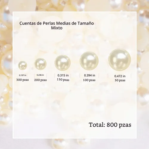 Vista 4 de Cuentas de perlas planas para manualidades, cuentas de media perla para manualidades Perlas semicirculares de tamaños mixtos a granel