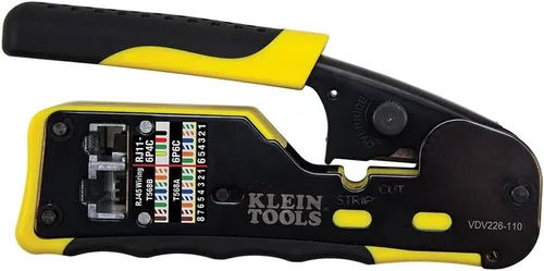 Vista 2 de Klein Tools Kit de probador de cables VDV501-851 y crimpadora modular de trinquete VDV226-110, pelacables, cortador de cables, para conectores