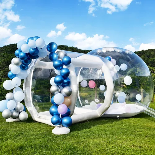 Vista 8 de Casa de Burbujas Inflable Cúpula para Niños y Adultos, Casa de Burbujas de PVC Transparente con Túnel, Soplador de Aire, Bomba de Aire, Casa
