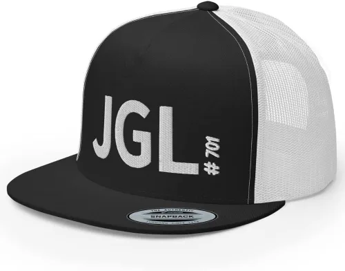 Vista 8 de JGL Gorra de camionero de Bill Plana Bordado Blanco El Chapo Guzman Cap Chapito 701 High Crown Ajustable Snapback Gorra JGL Negro