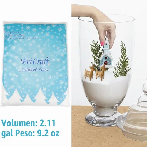 Vista 2 de Nieve artificial, 8 litros, 9.2 oz, nieve de plástico para decoración y manualidades