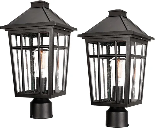 Vista 14 de Darkaway Luces de Poste para Exteriores Accesorio de Luz de Poste de Lámpara, Carcasa de Aluminio Impermeable con Vidrio de Efecto Ondas de Agua