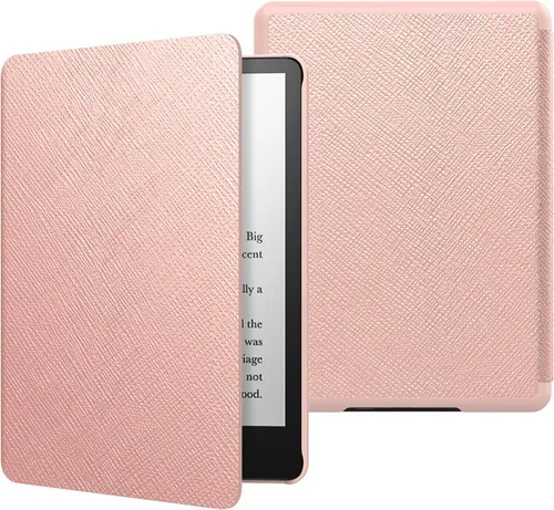 Vista 39 de MoKo Funda para Kindle Paperwhite de 7" 12ª generación 2024/Colorsoft, Pink Mármol de oro rosa claro