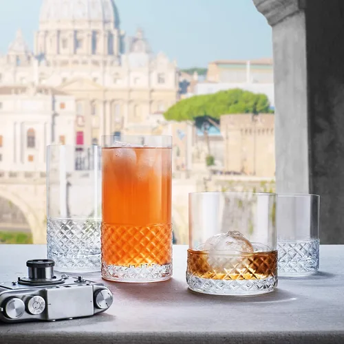 Vista 3 de Luigi Bormioli Roma - Juego de 4 vasos dobles Old Fashion de 12.75 onzas