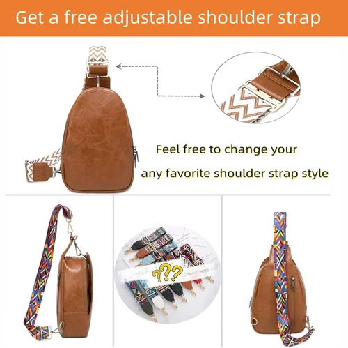 Vista 5 de WSRYDJDL Bolsa de pecho para mujer, bolso bandolera pequeño de piel sintética, mochila de hombro para viajes, senderismo, ciclismo