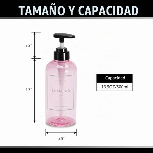 Vista 3 de Juego de dispensador de champú y acondicionador, 3 piezas, 16.9 Rosa claro