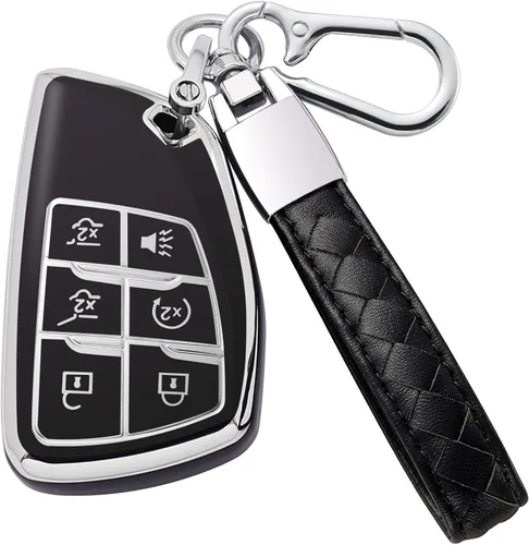 Vista 10 de Funda para Llavero de Chevy con Llavero Carcasa Suave de TPU Portallaves Compatible con Chevrolet Suburban Tahoe Silverado 1500 2021 2022 2023