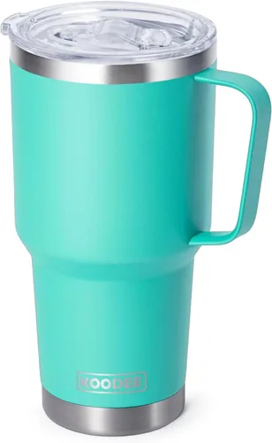 Vista 9 de koodee Vaso Tumbler Delgado de Acero Inoxidable de 20 oz con Aislamiento de Doble Pared, Vaso Tumbler Delgado para Agua para Café, Té (Azul Bebé)
