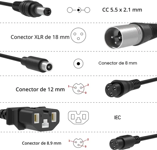Vista 2 de 5 4.6V/4 8V Cargador universal compatible con Razor, Jetson, Voyage, Gotrax, Ninebot y más, 7 en 1 enchufe de repuesto