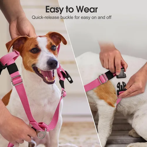 Vista 4 de Annchwool Arnés ajustable para perro, ligero sin tirones, con asa para perros pequeños, medianos y grandes, clip frontal, arnés de chaleco fácil
