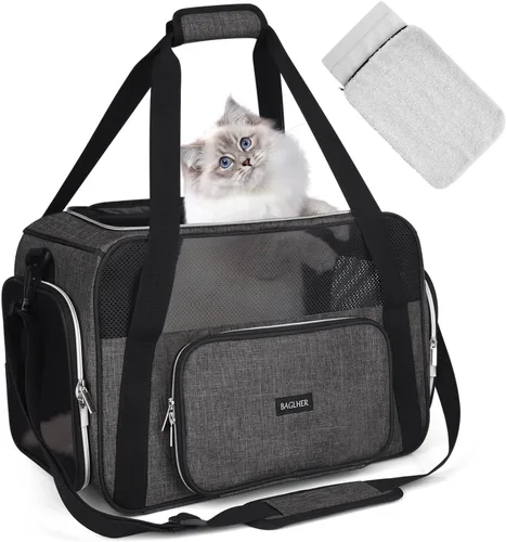 Vista 9 de BAGLHER Transportador de viaje para mascotas, transportador de perros para gatos pequeños y medianos, perros, cachorros, aprobado por aerolíneas