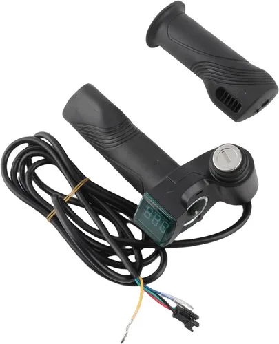 Vista 6 de Agarres eléctricos universales para manillar, 1 par de pantallas de voltaje de batería LCD impermeables con función de bloqueo para bicicleta