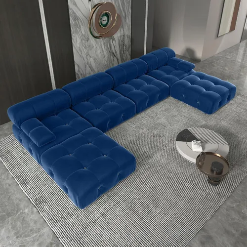 Vista 24 de Sofá modular seccional, sofá de terciopelo, asiento medio, beige