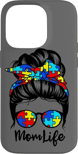 Vista 17 de Mom Life Messy Bun Hair Autism Funny Autism Case for iPhone 17