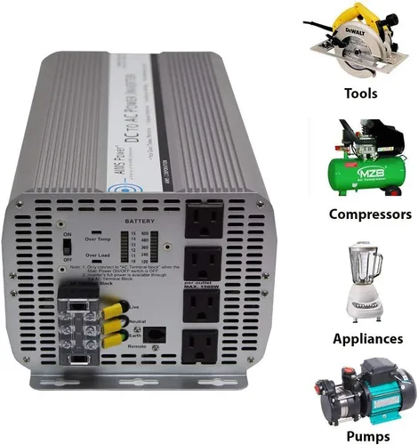 Vista 3 de AIMS Power inversor de corriente sinusoidal modificado, 12 vDC