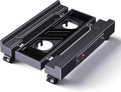 Vista 8 de Soporte de torre ajustable para computadora, soporte de PC ventilado para piso, soporte de CPU móvil con 4 ruedas giratorias que se adapta a
