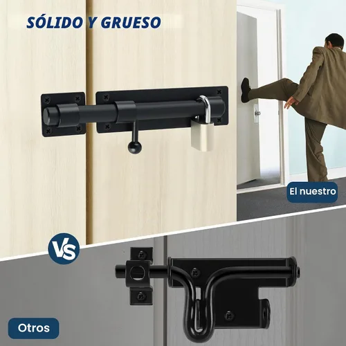 Vista 6 de Alise Pestillo de perno de barril de 6 pulgadas, cerradura deslizante Negro