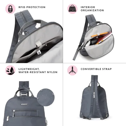 Vista 3 de Baggallini Mochila convertible esencial, Gris carbón