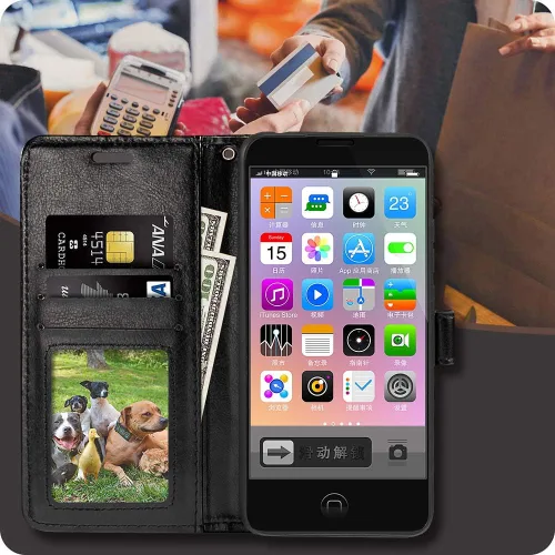 Vista 3 de Funda de piel sintética para teléfono compatible con Doogee S98 Pro, funda magnética con ranuras para tarjetas, protección completa y función