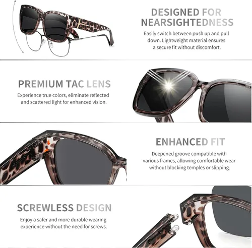 Vista 4 de GEGURI Lentes de sol polarizados para mujeres y hombres, lentes de sol cuadrados de moda envolventes con protección UV400 para conducir