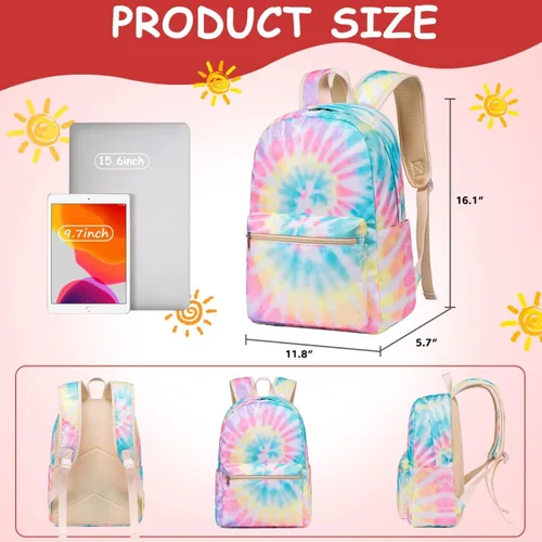 Vista 2 de CAMTOP Juego de morral y lonchera para niñas de preescolar y primaria, Teñido amarillo., S, Viajar