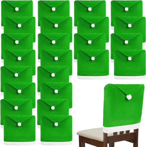 Vista 12 de Peryiter 24 Pcs Christmas Santa Hat Chair Cover Dining Decor, Black