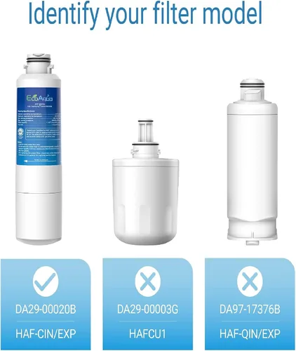 Vista 2 de EcoAqua EFF-6027A Repuesto para Samsung DA29 – 00020B, HAF-CIN/EXP, 46 – 9101 Filtro de agua para nevera Compatible con filtro de agua