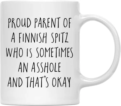 Vista 109 de Andaz Press Funny Dog - Taza de café de 11 onzas, regalo de broma, orgulloso padre de un afenpinscher que es a veces un gilipollas y eso está bien