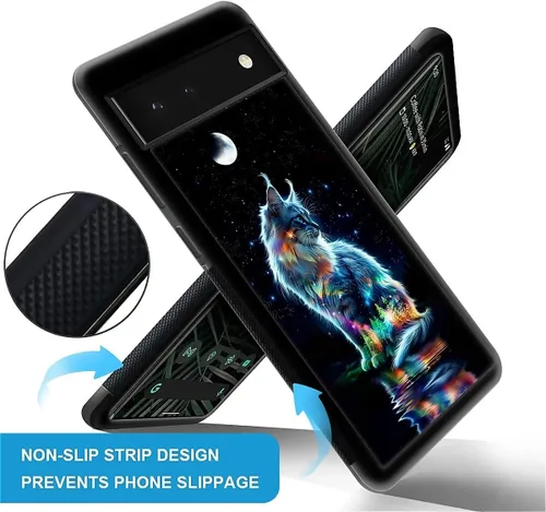 Vista 1768 de Compatible con Google Pixel 4A 5G Mobile Case Creative Acrylic Panel trasero Silicona Protección Grip especialmente diseñado para Google Pixel 4A 5G